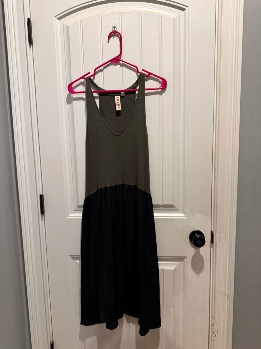 Dolan Olive Green Sleeveless V-Neck Dress